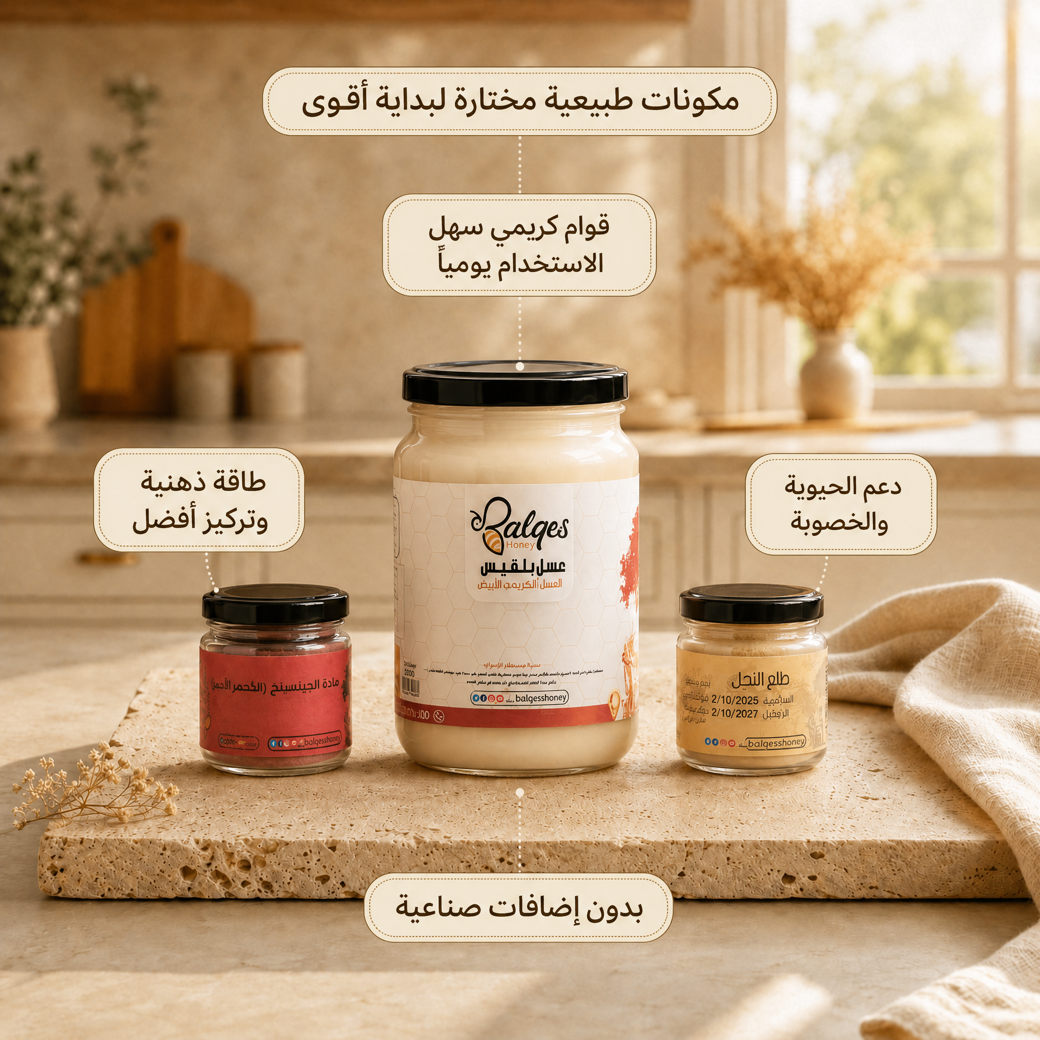 باقة الطاقة والتركيز - عسل وإضافات طبيعية للحيوية