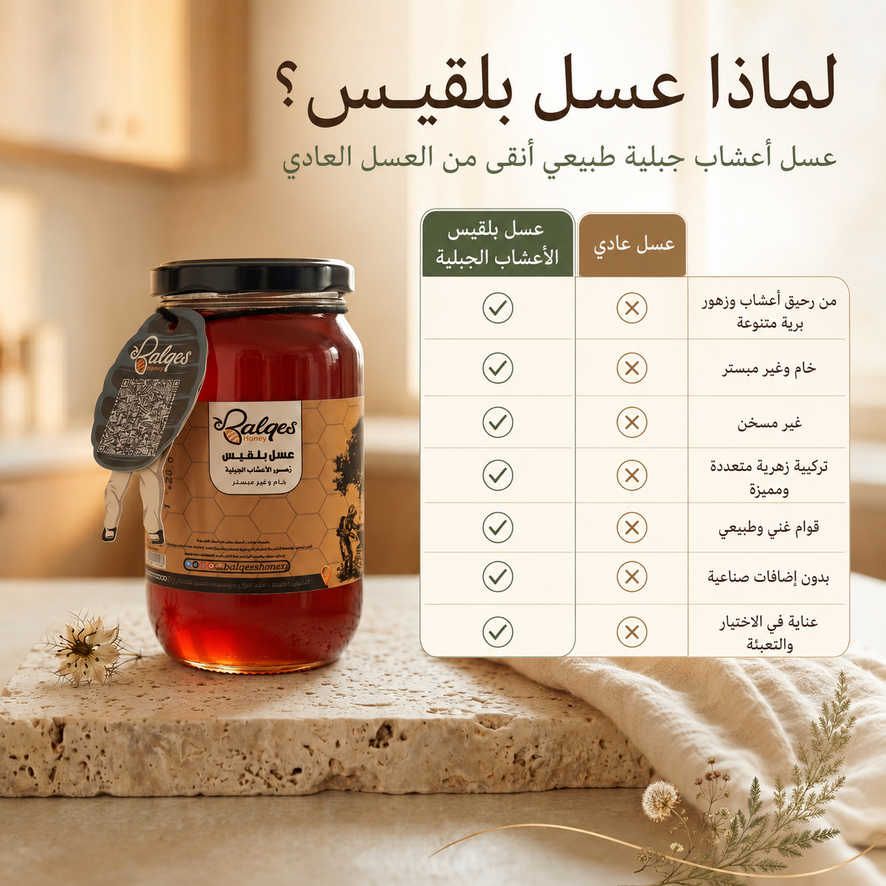 عسل الأعشاب الجبلية - عسل بري متعدد الأزهار بتركيبة نادرة