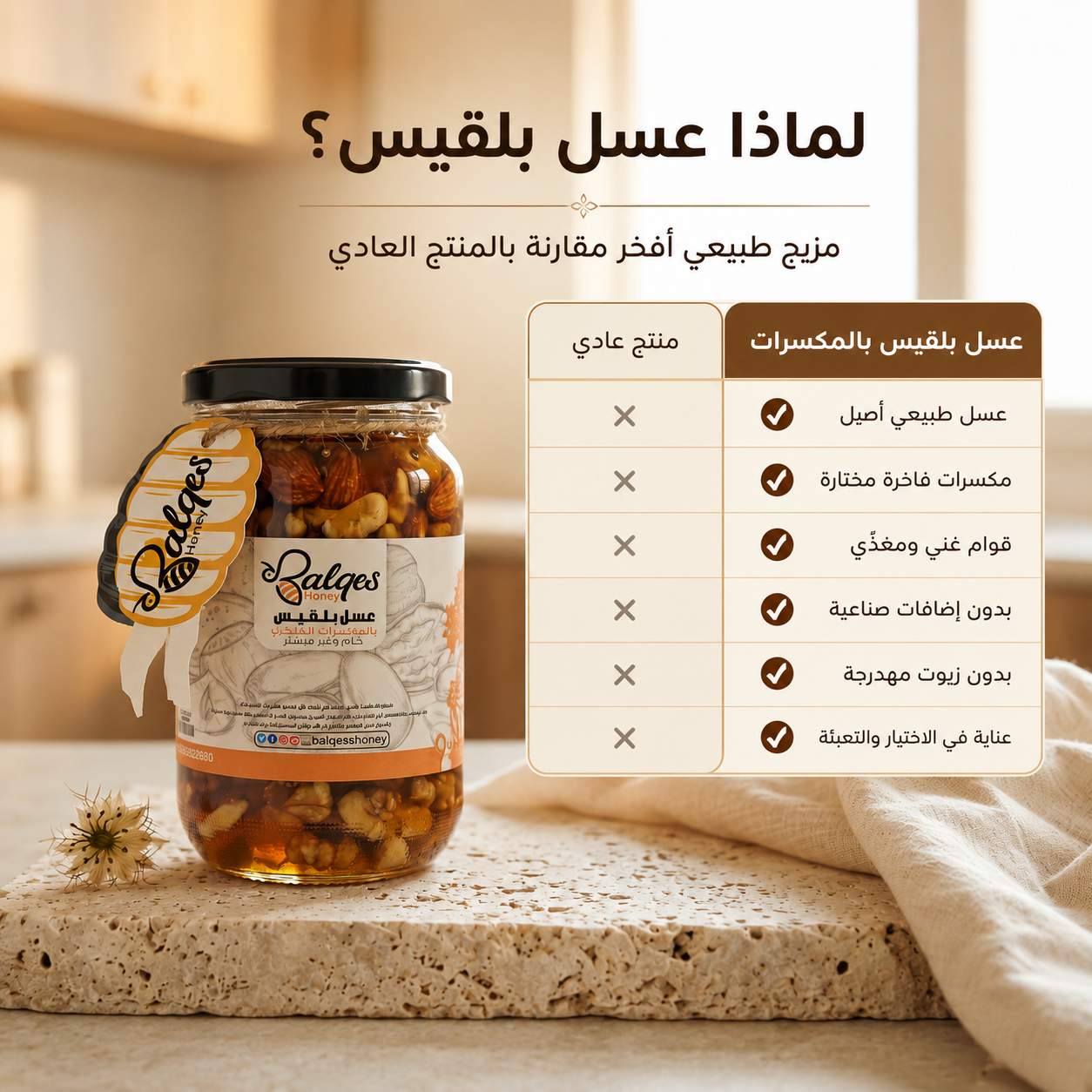 عسل بالمكسرات الطبيعي - عسل أصيل بمكسرات فاخرة مختارة