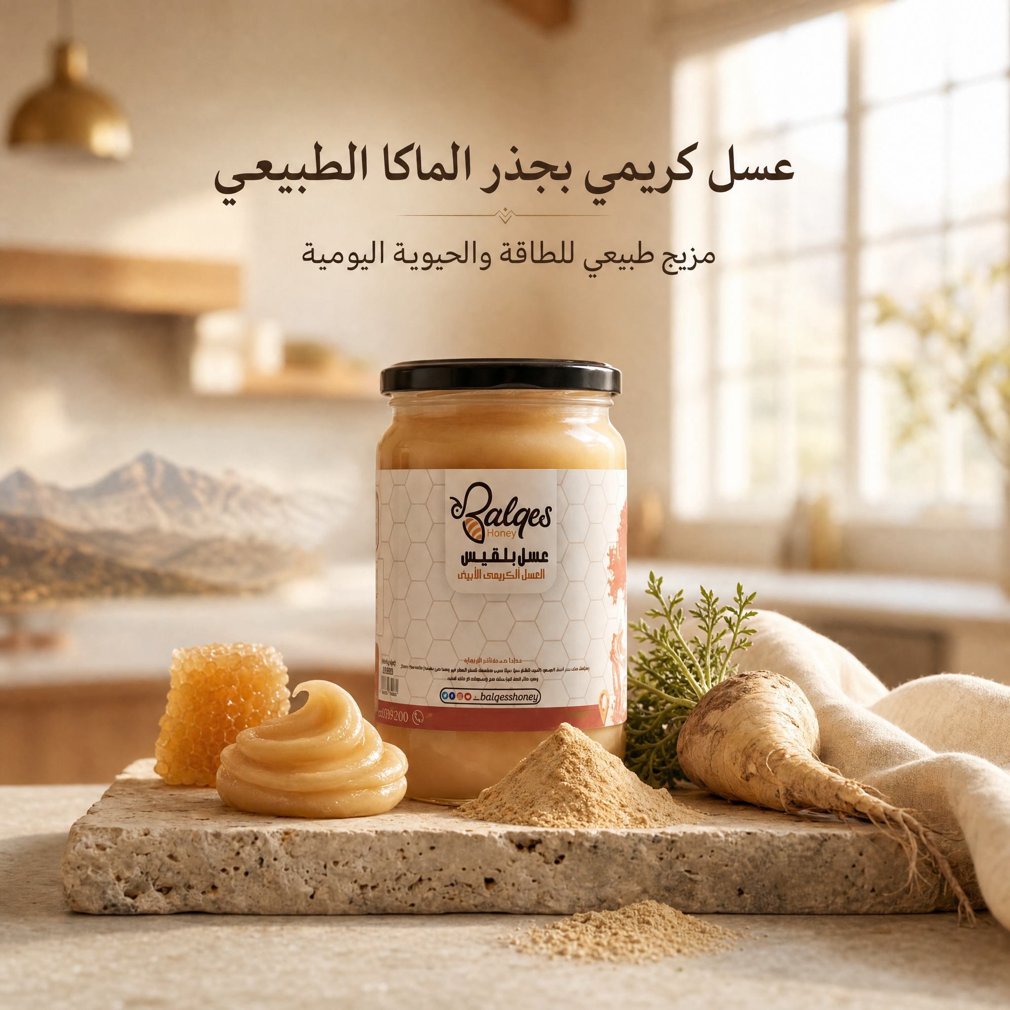 عسل كريمي بالماكا - عسل طبيعي بجذر الماكا للطاقة والحيوية