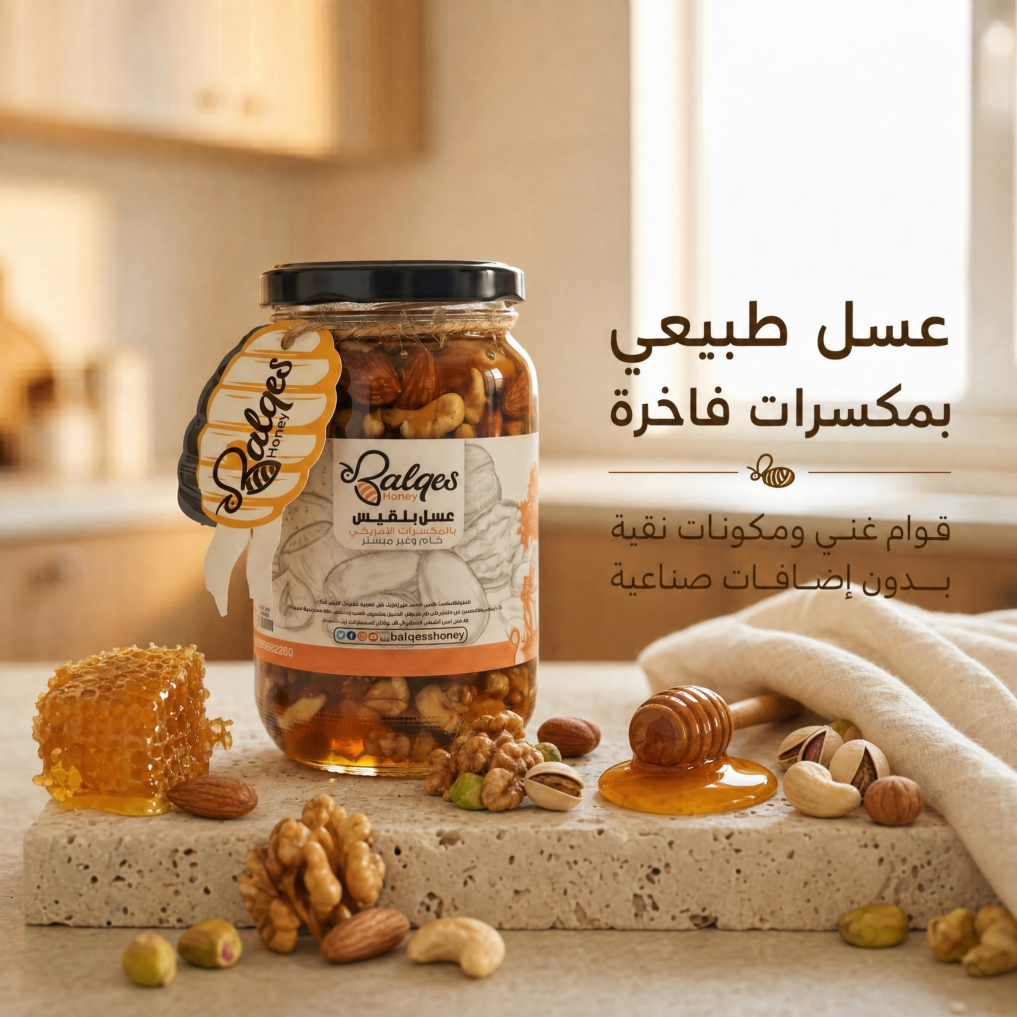 عسل بالمكسرات الطبيعي - عسل أصيل بمكسرات فاخرة مختارة